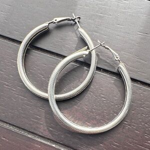 Silver Hoop Earrings with silver bedazzle